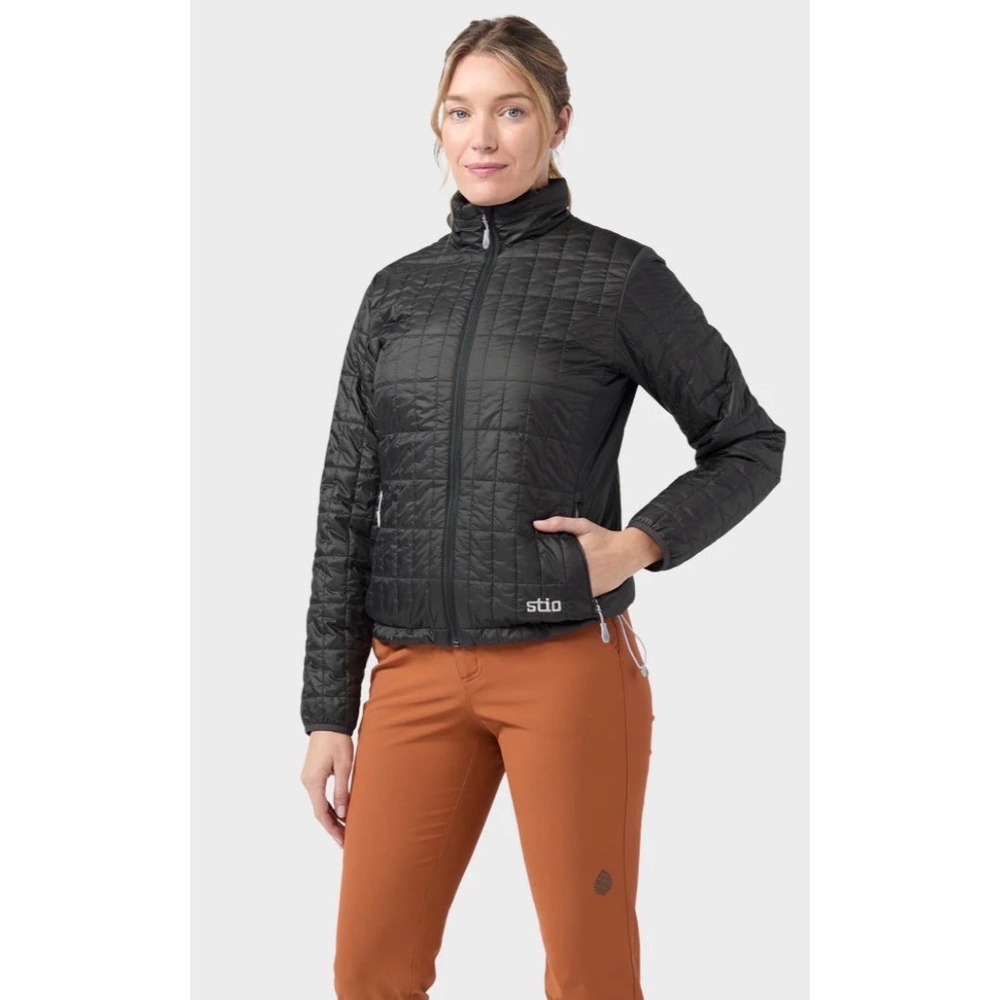 Stio Womens Azura Insulated Jacket Gray Black Quilted Primaloft Puffer Medium